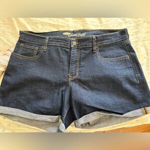 Blue Jean Shorts with cuffed hem